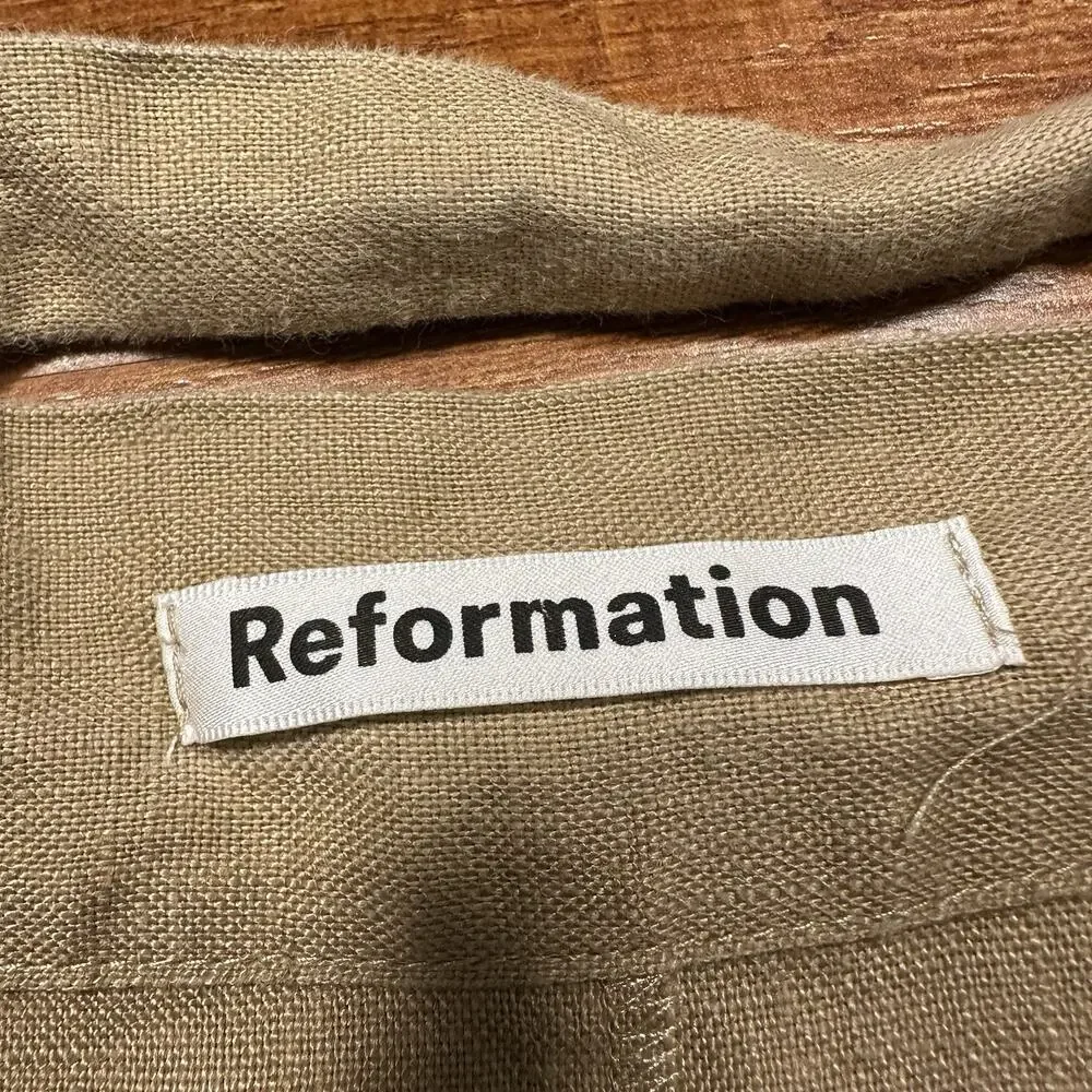 Reformation Wrap Skirt Women S Brown 100% Linen Full Tie Wrap USA Chic Glam City